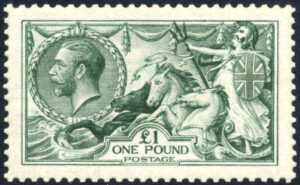 British 1913 1 pound -King George V Seahorse Stamp