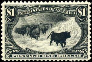 US Stamps - 1898 Trans-Mississippi Issue - Western Cattle in Storm